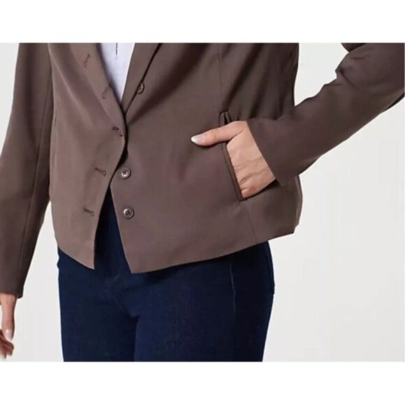 Laurie Flelt Women Black Cropped Back Pleated Blazer  Size 4 - Picture 5 of 16